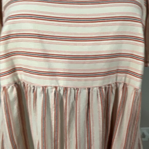 Loft Puff Sleeve Mini Dress Womens 4 Square Neck Cottage Babydoll Striped Tiered - Picture 6 of 9